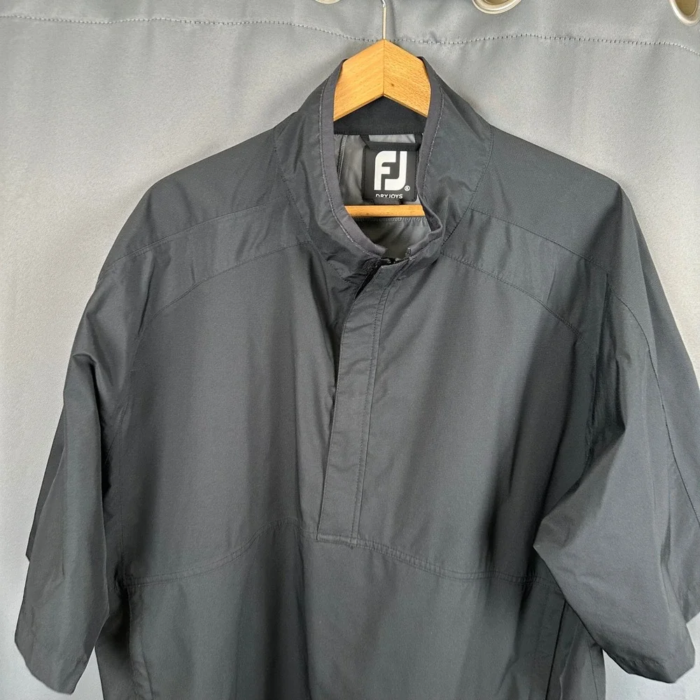 FootJoy DryJoys Mens XL Black Short Sleeve Quarter Zip Golf Windbreaker Pullover